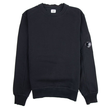 CP Company Diagonal Raised Fleece Lens Crew Sweatshirt Black 999