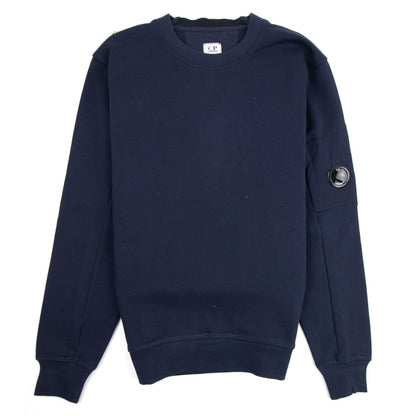 CP Company Diagonal Raised Fleece Lens Crew Sweatshirt Navy 888