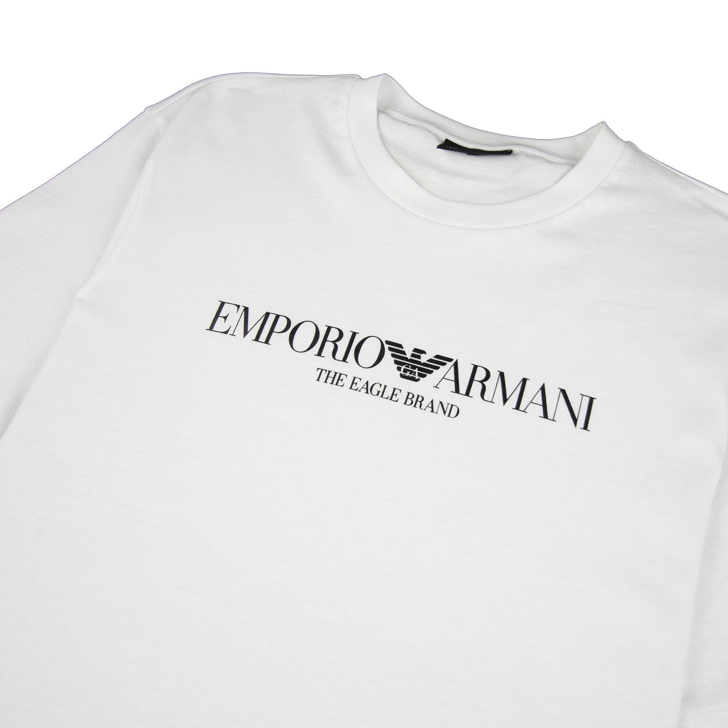 Emporio Armani The Eagle Brand Logo Printed T Shirt White 0100