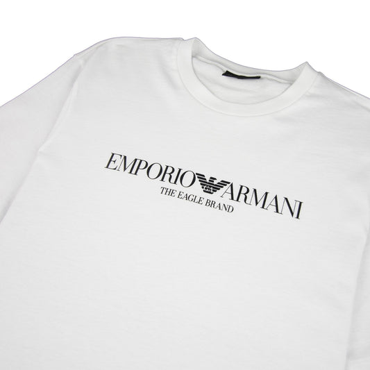 Emporio Armani The Eagle Brand Logo Printed T Shirt White 0100