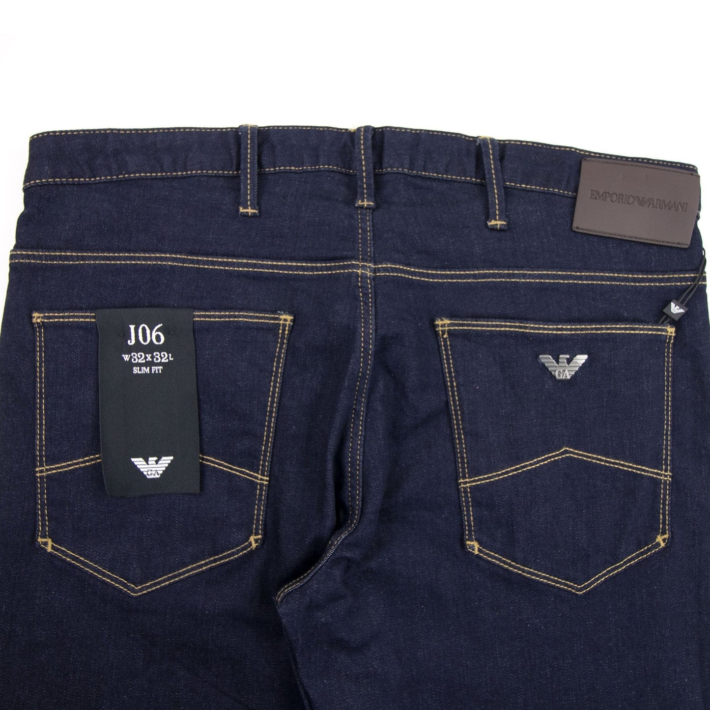 Emporio Armani J06 Slim Yellow Stitch Jeans 0941 Denim Blue