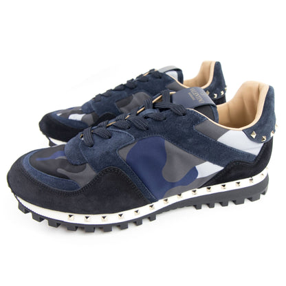 Valentino Rockstud Camouflage Trainers Navy/Grey Camo CH0