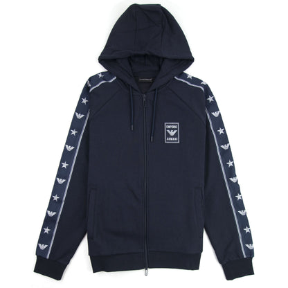 Emporio Armani Starry Side Stripes Zipped Sweatshirt Navy Blue 0922