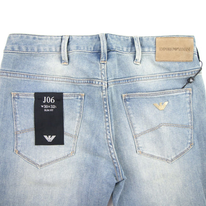 Emporio Armani J06 Slim Fit Washed Denim Jeans 0943 Denim Blue