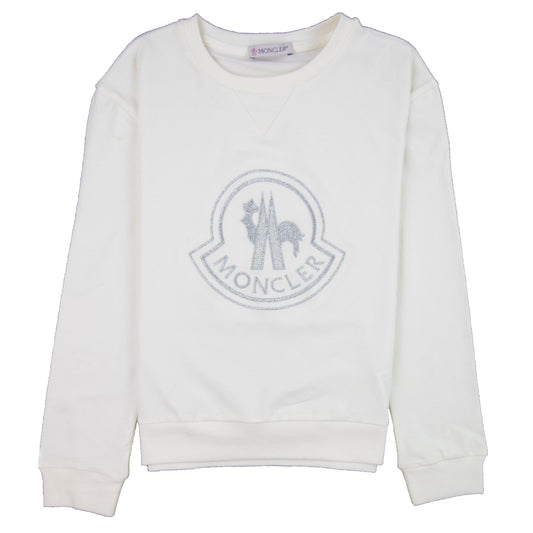 Moncler Junior Maglia Metallic Logo L/s T-shirt White 034