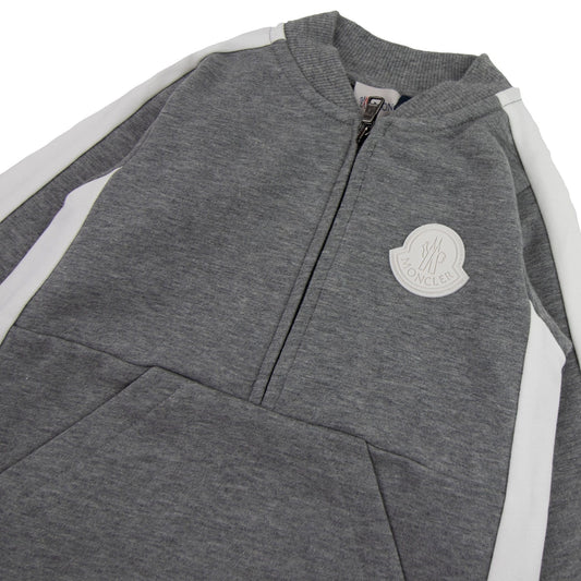 Moncler Junior Pagliaccetto Rubber Logo Romper Grey 986