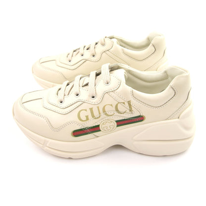 Gucci Junior Rhyton Logo Leather Sneaker Ivory