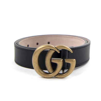 Gucci Junior Double GG Belt Black Leather