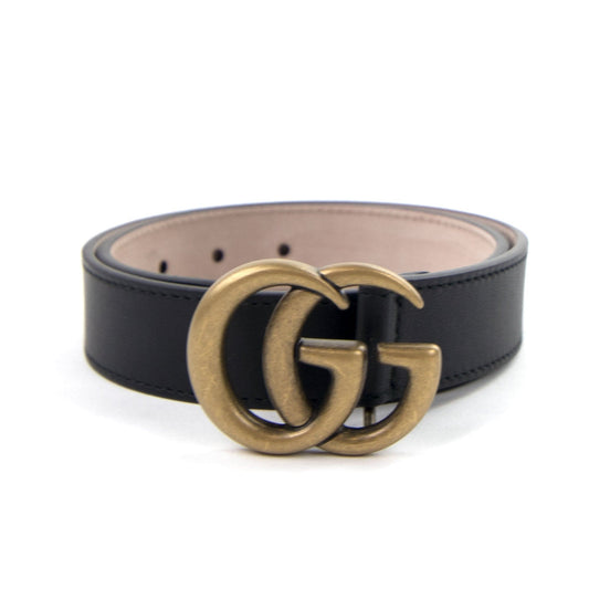 Gucci Junior Double GG Belt Black Leather
