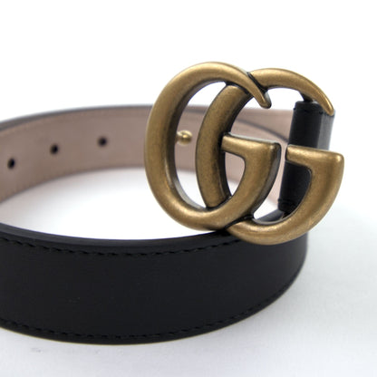 Gucci Junior Double GG Belt Black Leather