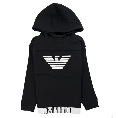 Emporio Armani Jnr Knitted Logo Hoodie Nero 0999