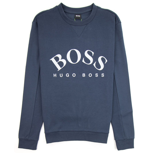 Hugo Boss Curved Logo Salbo Sweatshirt Navy