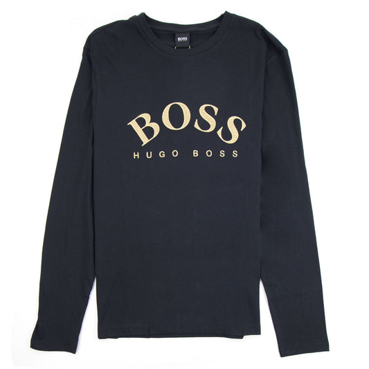 Hugo Boss Curved Embroidered Large Logo Togn LS T-Shirt
