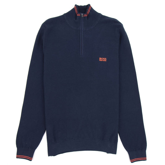 Hugo Boss Small Logo Quarter Zip Sweatshirt 410 Navy