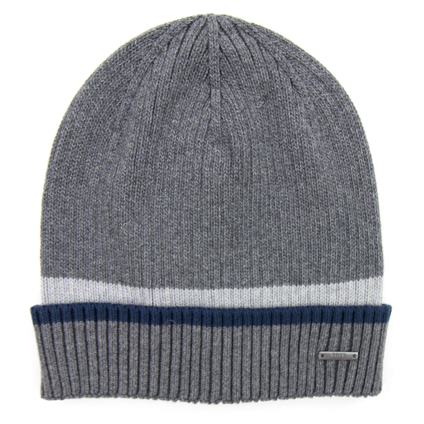 Hugo Boss Ribbed Striped Beanie Grey