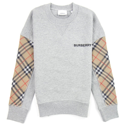 Burberry Children Hamilton Vintage Check Panel Cotton Sweatshirt Grey Melange