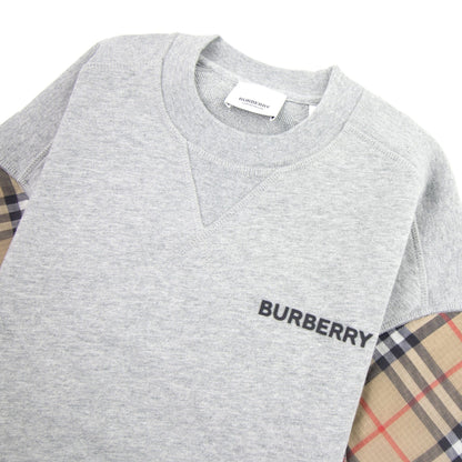 Burberry Children Hamilton Vintage Check Panel Cotton Sweatshirt Grey Melange