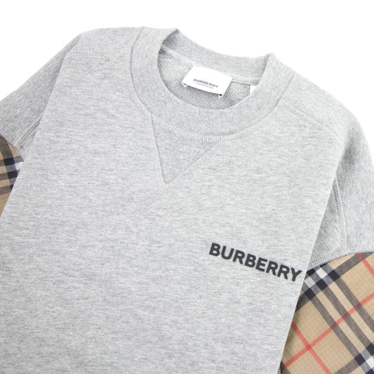 Burberry Children Hamilton Vintage Check Panel Cotton Sweatshirt Grey Melange