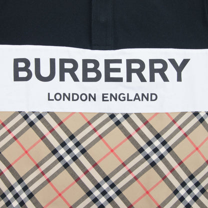 Burberry Children Logo Print Check Panel Long-sleeve Polo Shirt Black