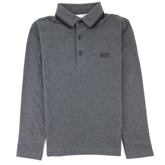 Hugo Boss Kids Long Sleeve Polo Grey