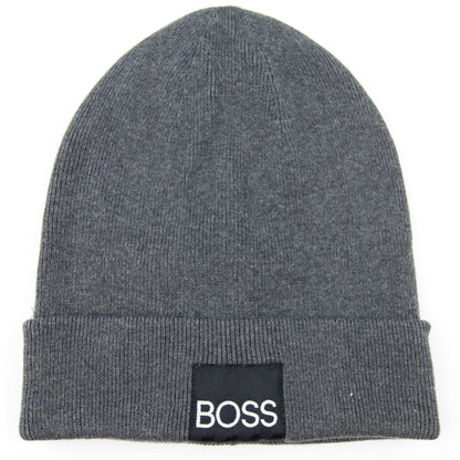 Hugo Boss Kids Square Logo Beanie Hat Grey