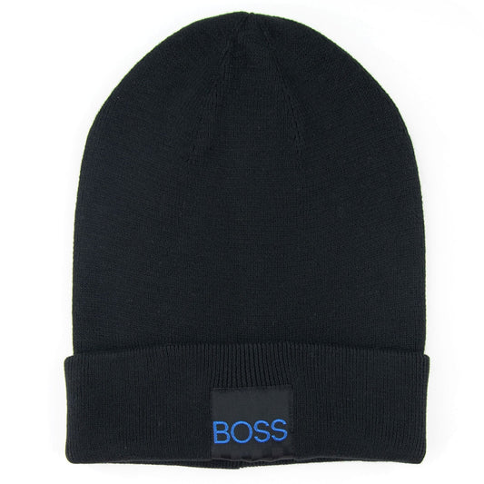 Hugo Boss Kids Square Logo Beanie Hat Black