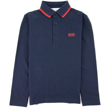 Hugo Boss Kids Long Sleeve Polo Blue