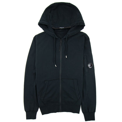CP Company Garment Dyed Light Fleece Hooded Zip Sweatshirt Black 999