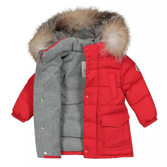 Infants Moncler Red Fur Down Parka