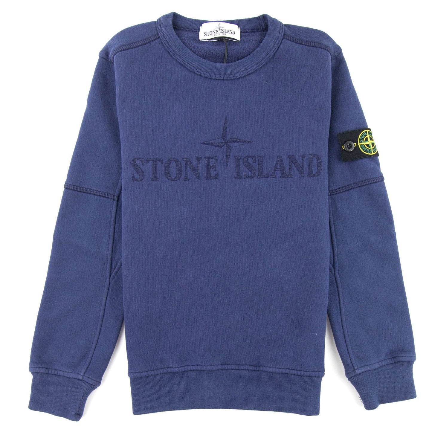 Stone Island Junior Embroidered Chest Logo Sweatshirt Navy V0026