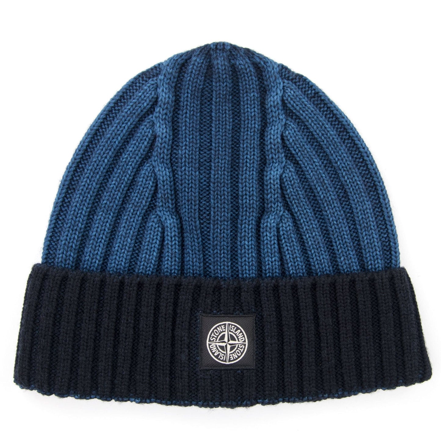 Stone Island Junior Ribbed Knit Beanie Blue V0023