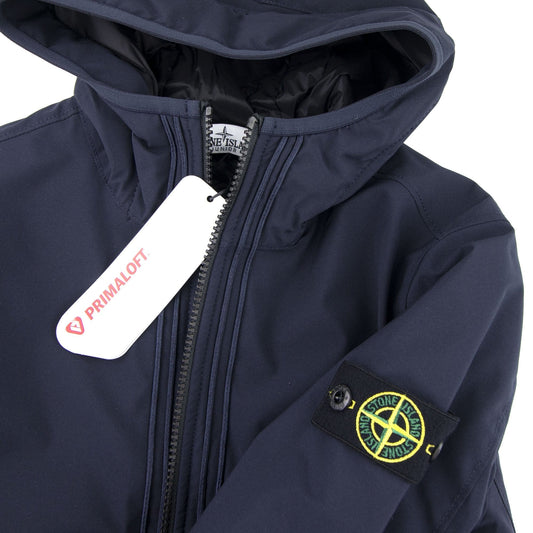 Stone Island Junior Primaloft Hooded Soft Shell Jacket Navy Blue V0020
