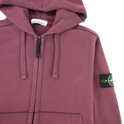 Stone Island 60220 Zip Up Hoodie Burgundy V0011
