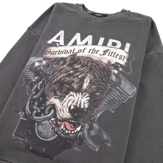 Amiri Pitbull Crew Neck Sweatshirt Vintage Black