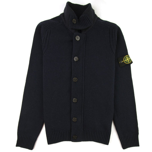 Stone Island 564A3 Button Up Wool Cardigan Black