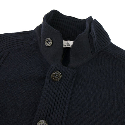 Stone Island 564A3 Button Up Wool Cardigan Black