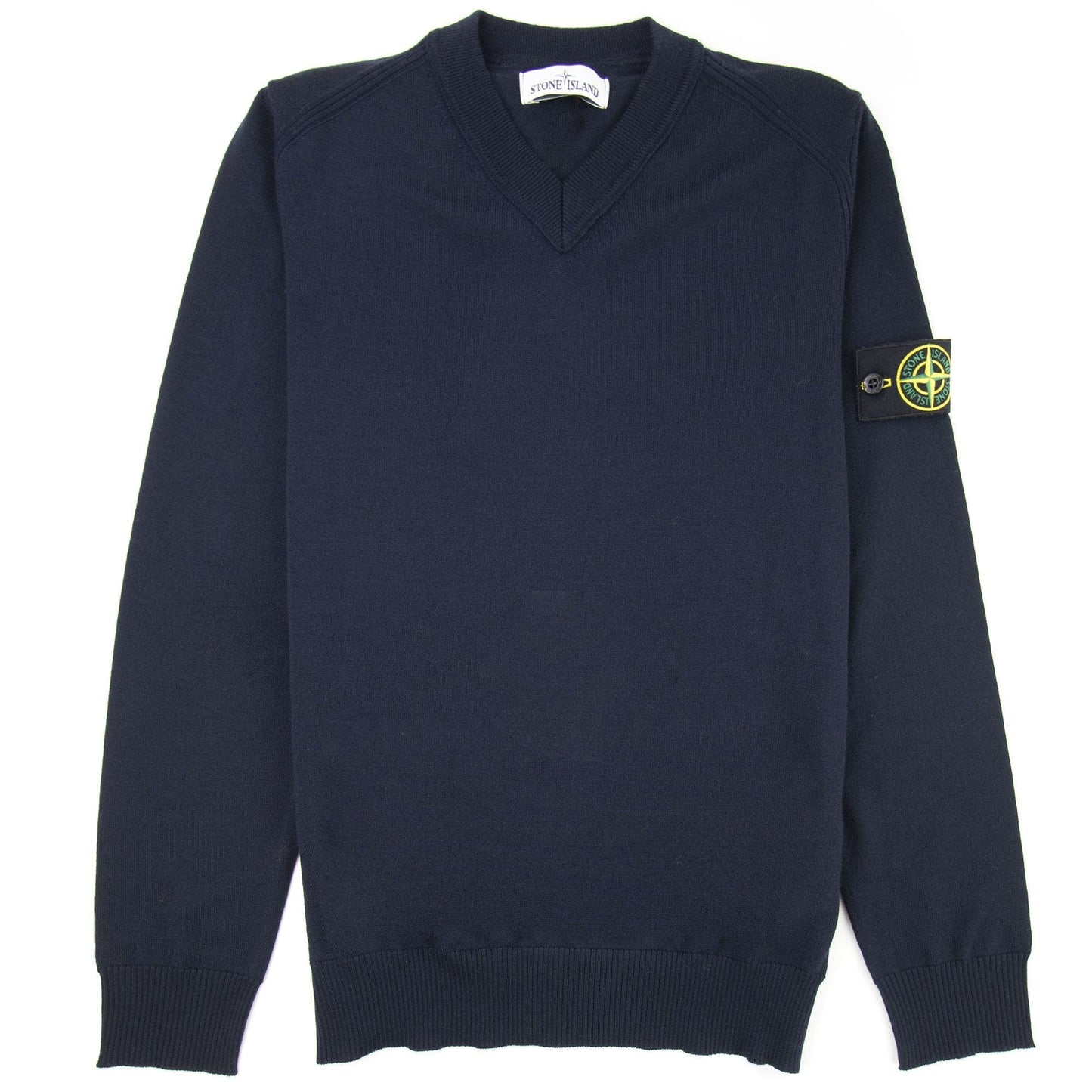 Stone Island 584C4 V Neck Wool Knitted Sweatshirt Navy V0020