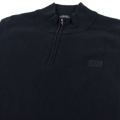 Hugo Boss Barlo Quarter Zip Lambswool Jumper Black