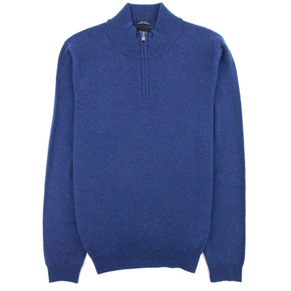 Hugo Boss Barlo Quarter Zip Lambswool Jumper Blue