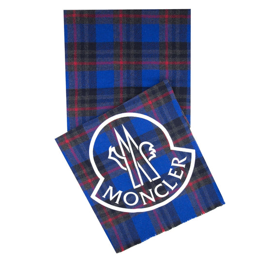 Moncler Sciarpa Plaid Scarf Blue