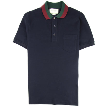 Gucci Web Collar Short Sleeve Polo Navy
