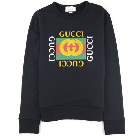 Gucci Crew Nick Logo Sweatshirt Black 1015