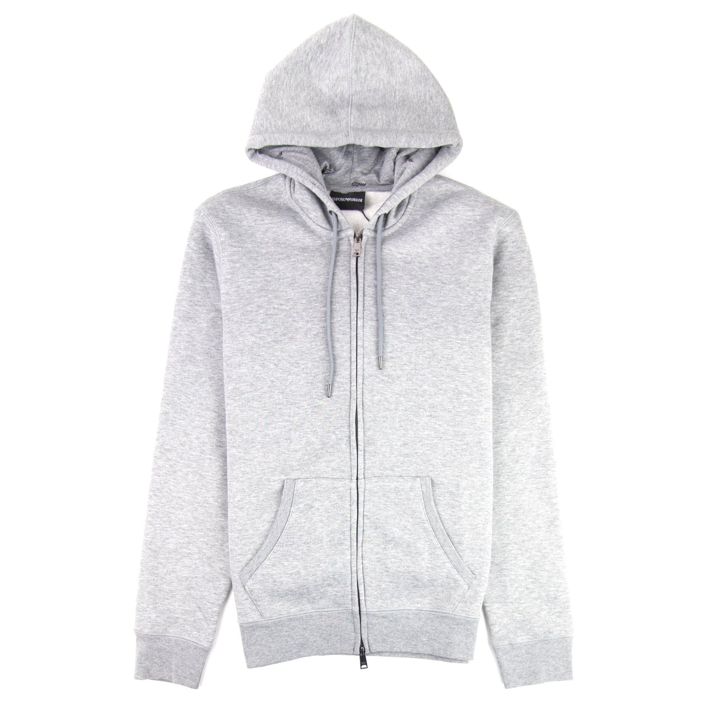 Emporio Armani Small Logo Zip Up Hoodie Grey Melange