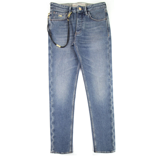 Emporio Armani J75 Leather Chain Jeans 0943 Denim Blue