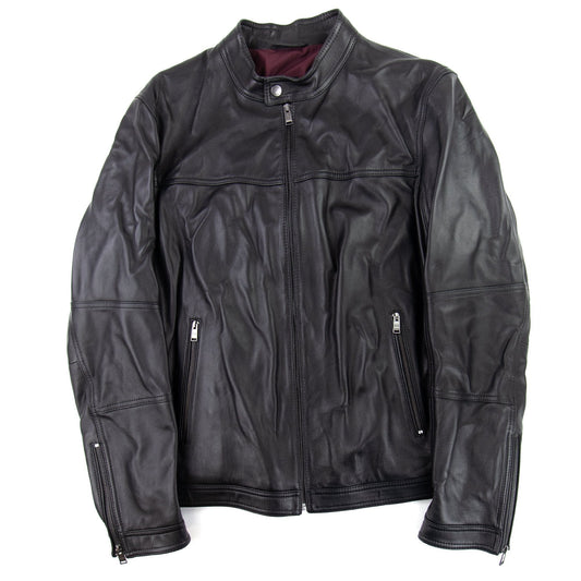 Hugo Boss Blouson Jacket In Nappa Leather Black