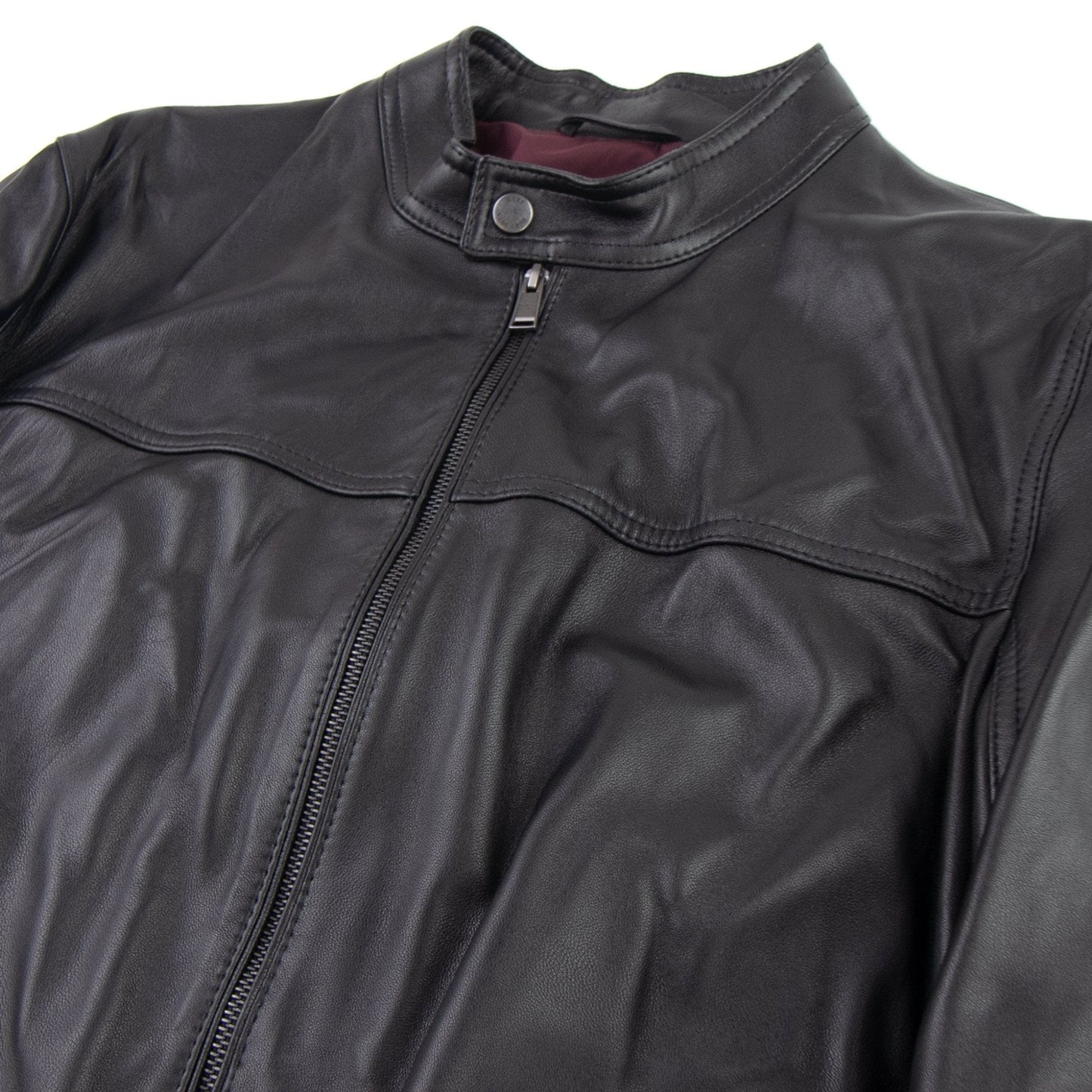 Hugo Boss Blouson Jacket In Nappa Leather Black