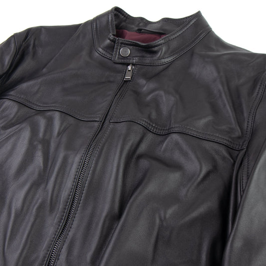 Hugo Boss Blouson Jacket In Nappa Leather Black