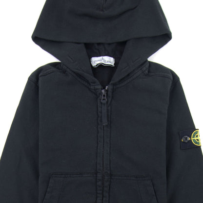 Stone Island Junior 60640 Hooded Zip Up Sweatshirt Black V0029