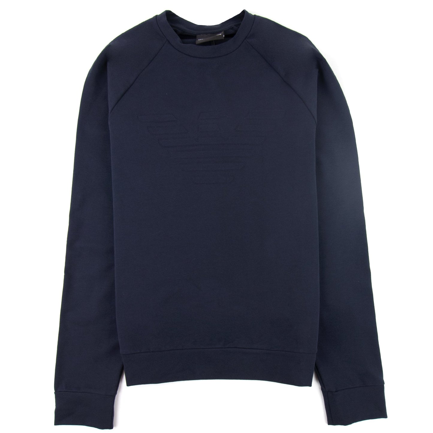 Emporio Armani Logo-embossed Cotton-jersey Jumper Navy