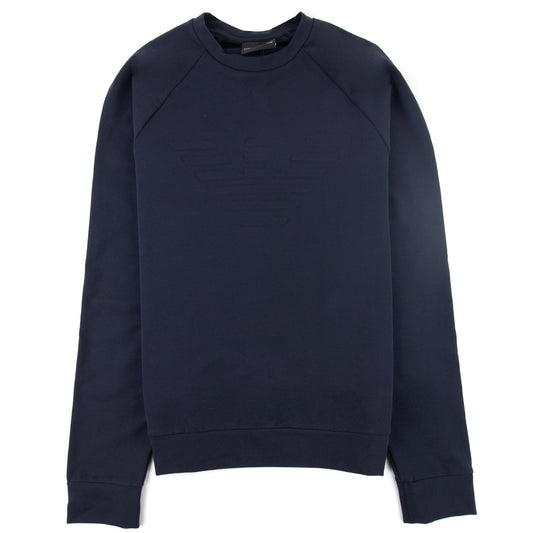 Emporio Armani Logo-embossed Cotton-jersey Jumper Navy